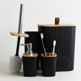 Kit Completo para Banheiro com Lixeira e Detalhes em Bambu Morallo Nobile