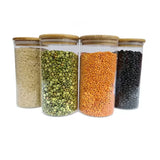 Kit 4 Potes Herméticos de Vidro 1100ml com Tampa de Bambu Morallo Home™