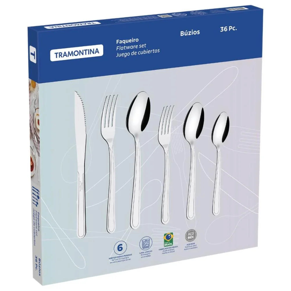 Faqueiro Búzios 36 Peças em Aço Inox Morallo™