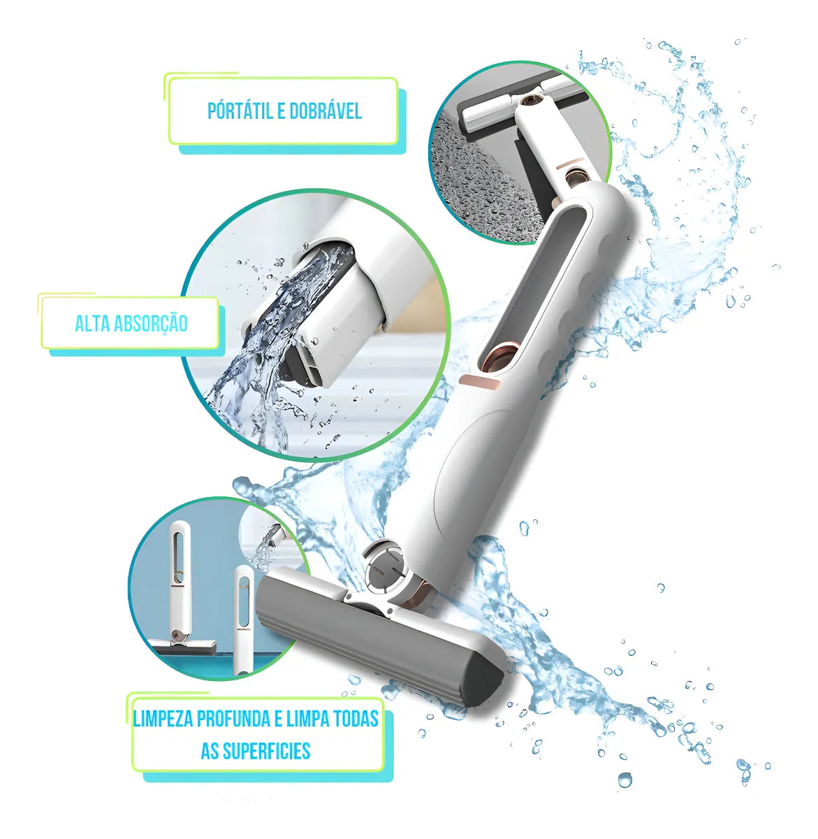 Mini Rodo Mop Portátil com Sistema Retrátil™