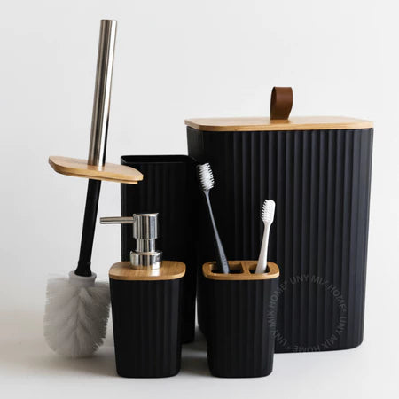 Kit Completo para Banheiro com Lixeira e Detalhes em Bambu Morallo Nobile