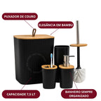 Kit Completo para Banheiro com Lixeira e Detalhes em Bambu Morallo Nobile